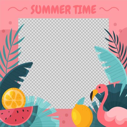 夏季框架有机平面夏季社交媒体框架模板Instagram社交媒体模板框架