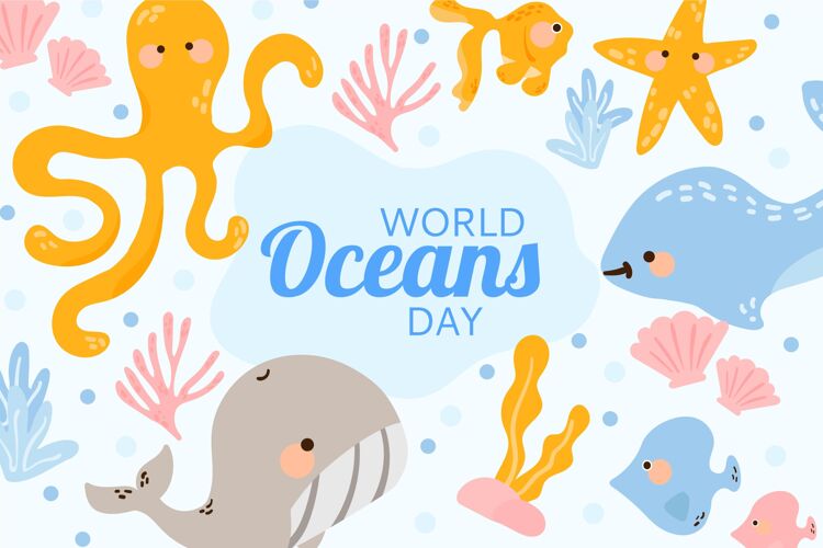 活动有机平面世界海洋日插画环境国际海洋