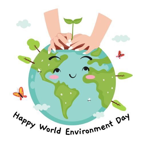 生态手绘世界环境日拯救地球插图保护世界环境日全球