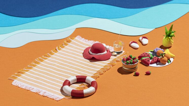 Diy不同材质的夏日沙滩组合分类海洋娱乐