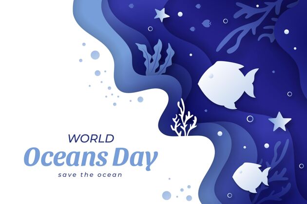 活动世界海洋日纸制插图全球世界海洋日海洋日