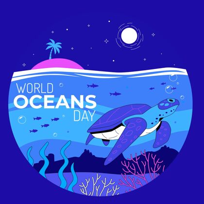 星球有机平面世界海洋日插画活动海洋平面设计