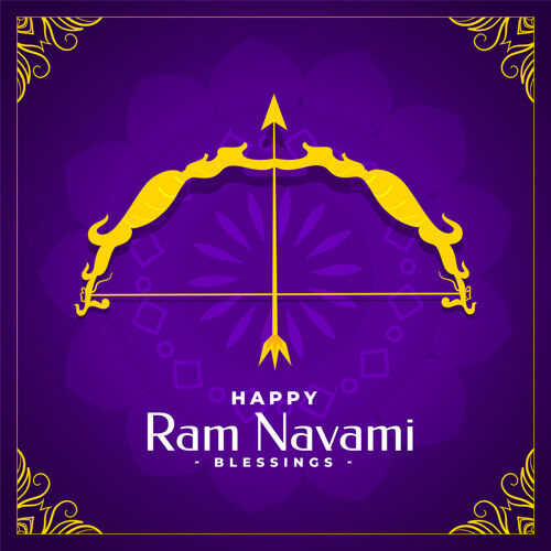 传统什里拉姆纳瓦米印度节日装饰贺卡与弓和箭快乐弓神圣