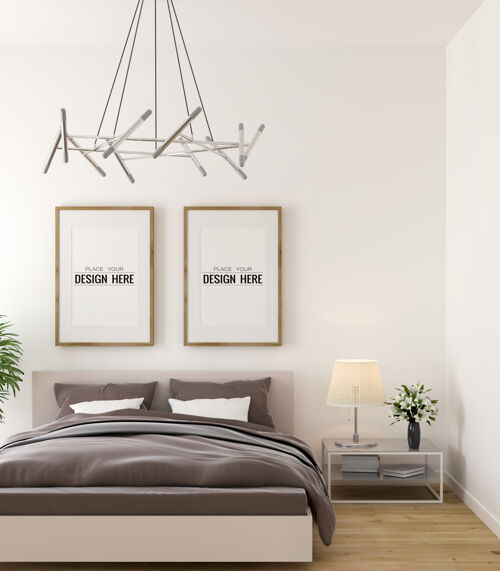 卧室海报框架模型室内卧室公寓墙模型