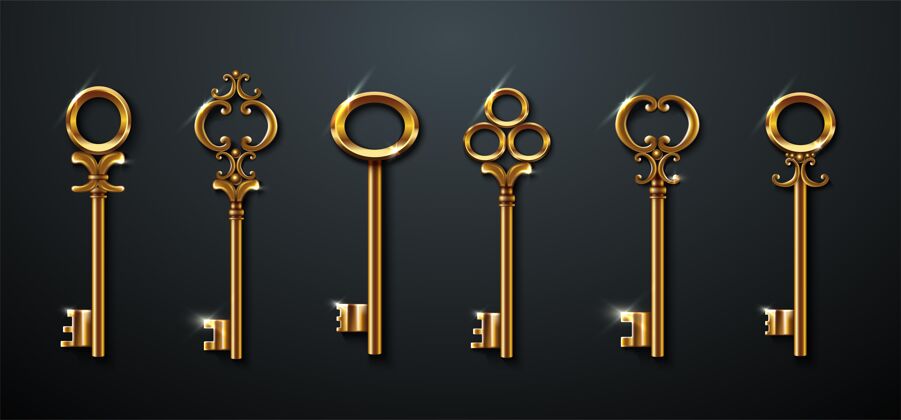 金色收集黄金老式钥匙成就隐私收藏