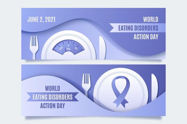 疾病梯度世界饮食失调行动日横幅设置行动包装健康