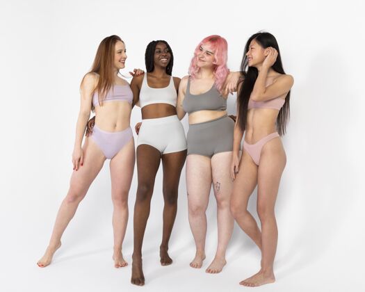 身体一群不同的美女亚洲人女性主义皮肤