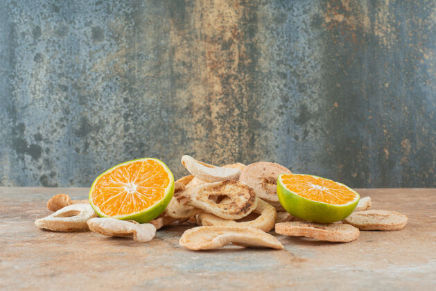 美味健康干果配橘子片水果苹果干燥