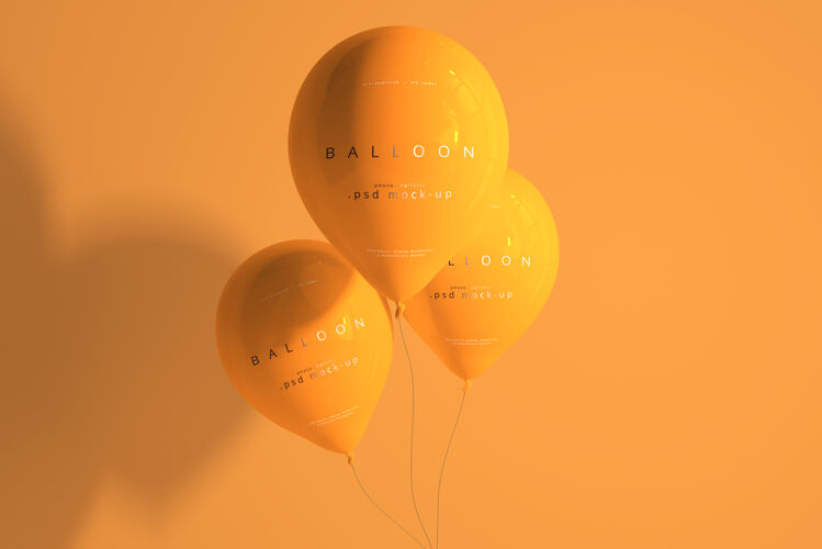 聚会橙色气球模型浮动3d渲染光泽