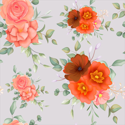 花美丽的手绘花卉与波西米亚花卉装饰无缝模式花卉墙纸水彩