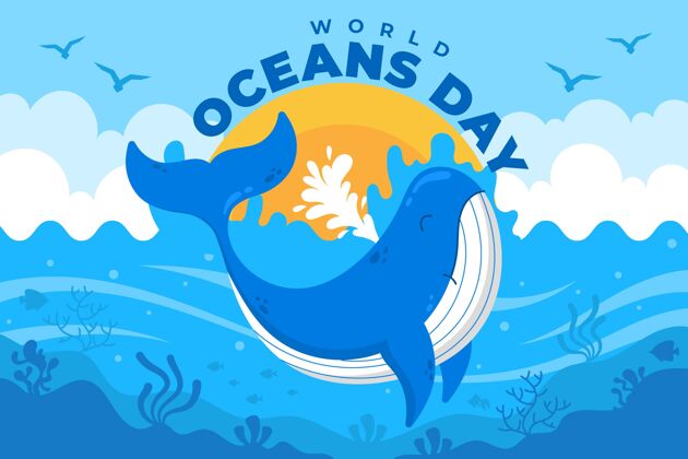 海洋日有机平面世界海洋日插画全球有机有机平面
