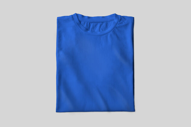 产品蓝色折叠t恤逼真蓝色T恤