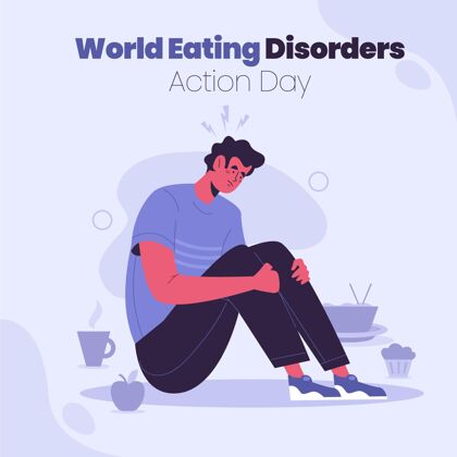意识有机平面世界饮食失调行动日插画国际健康疾病