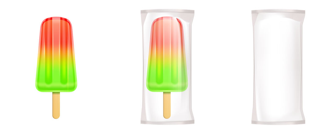 黄色水果冰淇淋包棒棒糖棒红色绿色冰镇