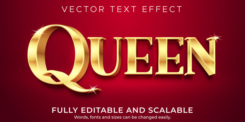 闪亮女王金色文字效果 可编辑优雅丰富的文字风格字体效果优雅丰富