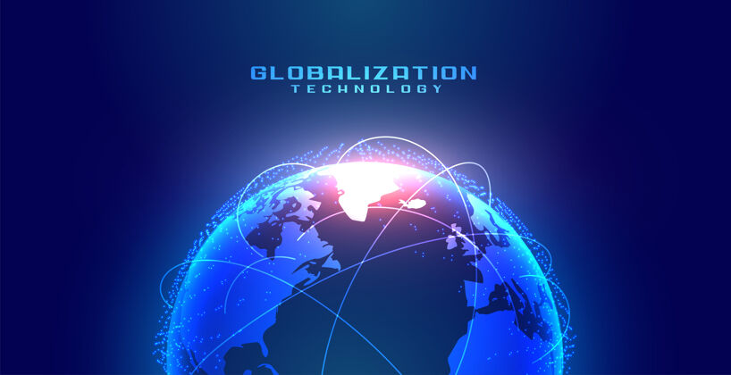 数据全球化理念与地球和连接线广泛背景地球