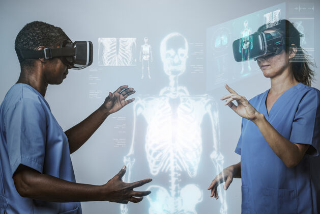 技术医生佩戴虚拟现实仿真全息医疗技术健康技术全息图数字
