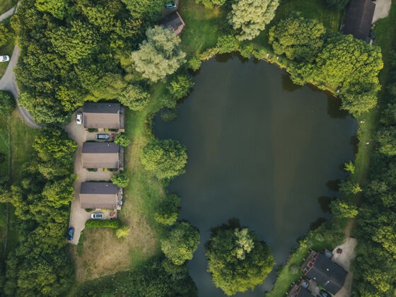 英国英国德文郡别墅的空中拍摄英国树自然