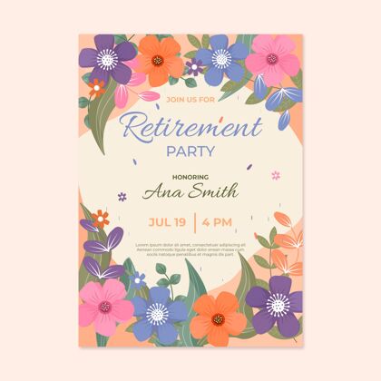 年龄平面退休贺卡模板退休退休快乐平面设计