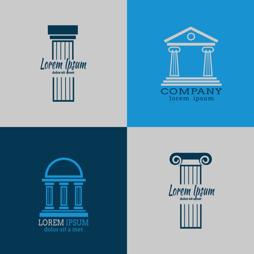 希腊建筑标志模板与柱柱建筑 罗马柱 仿古柱商业标志插图标志罗马古