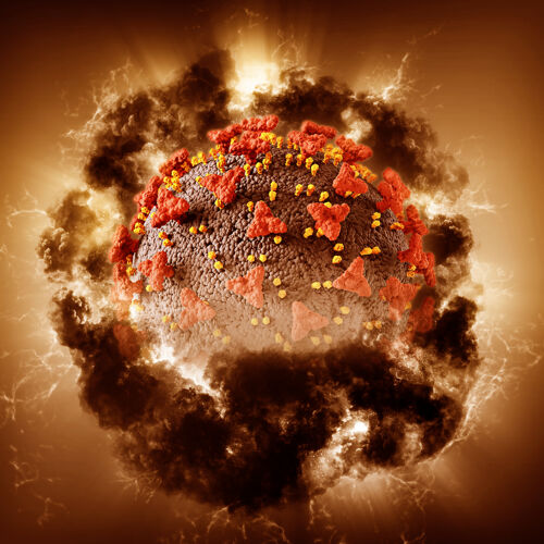 科学三维渲染一个抽象的医学背景与柯维德19病毒细胞风暴效果疾病渲染癌症