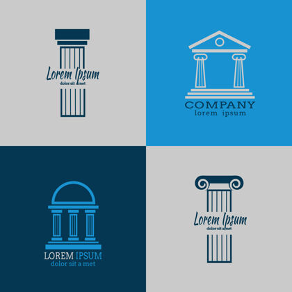 希腊建筑标志模板与柱柱建筑 罗马柱 仿古柱商业标志插图标志罗马古