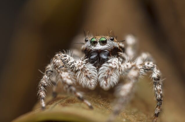 荒野一只漂亮蜘蛛的宏镜头蜘蛛生物头