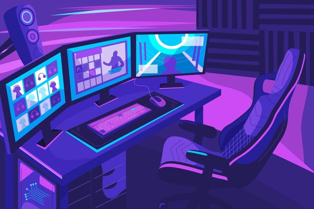 卧室有机平面游戏室插图游戏室公寓个人电脑
