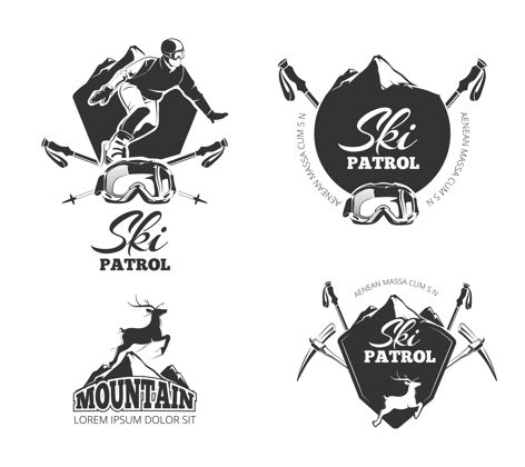 Cross滑雪俱乐部 巡山标志 标签 徽章 标志集Group康乐Brand