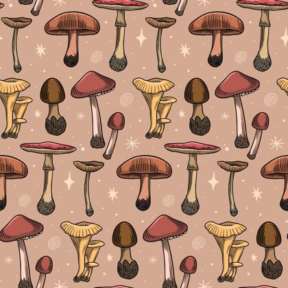 手绘手绘蘑菇图案图案设计蘑菇图案
