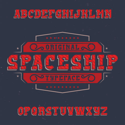 排版老式标签字体命名为太空船字母表框架复古