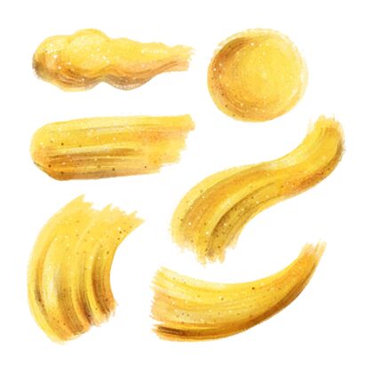 画笔手绘的金色和闪光的污渍闪光黄金颜料