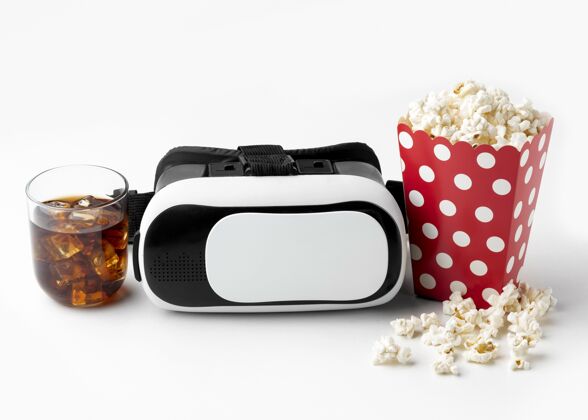 虚拟现实耳机虚拟现实耳机和爆米花虚拟现实眼镜虚拟现实设备