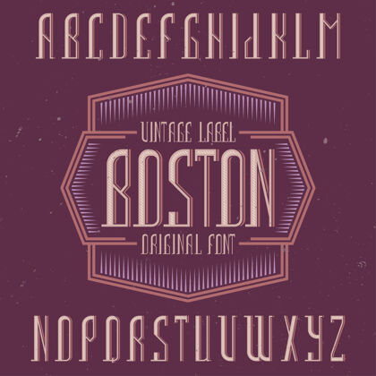 明亮老式标签字体命名波士顿灯光瓶子文本