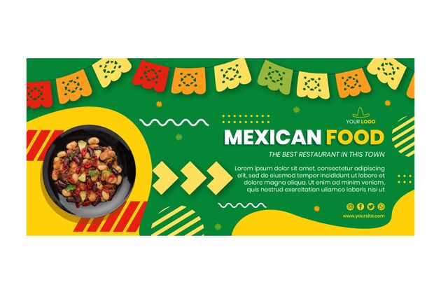 墨西哥美食横向墨西哥食品横幅模板营养美食食品条幅