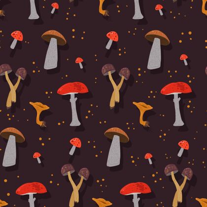 壁纸手绘蘑菇图案纺织品手绘背景图案