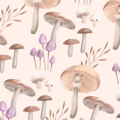 蘑菇收藏手绘蘑菇图案背景图案水彩