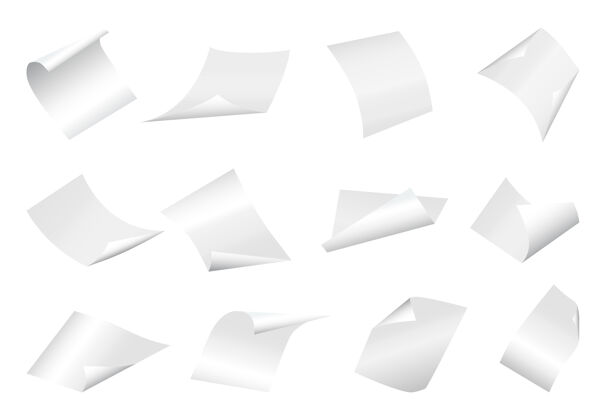 清洁飞的空白纸张与弯曲的角落文件文件注意