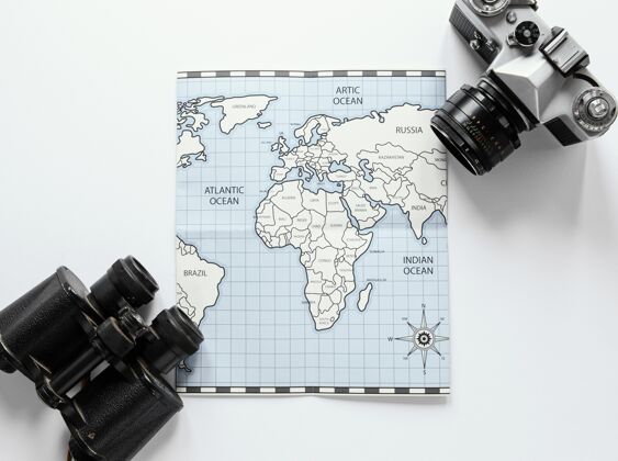 物体地图 照相机和望远镜地图顶视图旅游