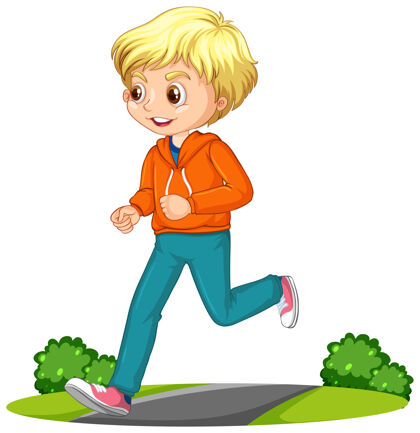 人男孩做跑步运动卡通人物孤立游戏娱乐女孩