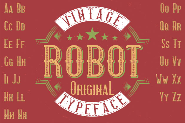 字母原版标签字体命名为“机器人”很好地用于任何标签设计书法头骨排版