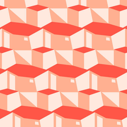 三维粉色和红色的几何图案三维可爱三角形