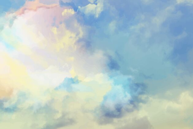 天空背景手绘水彩粉彩天空背景背景手绘墙纸