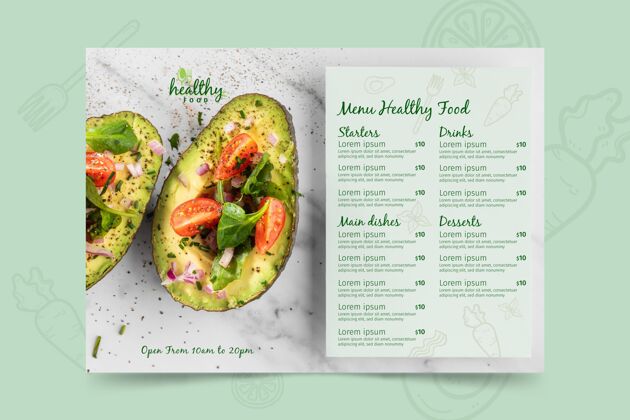 自然健康餐厅菜单模板健康蔬菜素食