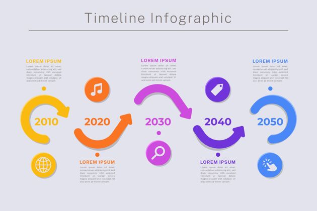 进步不同颜色的平面时间线信息图市场营销平面设计增长
