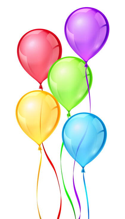 收集彩色生日派对气球蓝色字符串反射