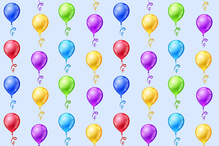 闪亮派对气球的无缝图案字符串欢乐透明
