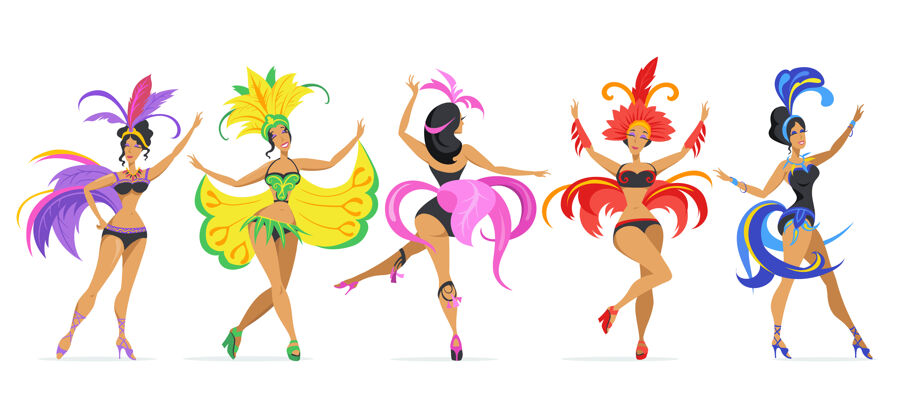 加勒比海桑巴舞女套装舞蹈羽毛音乐