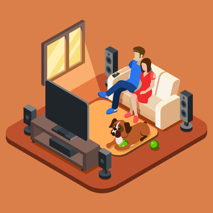 一起一家人在客厅看电视沙发夫妇男性