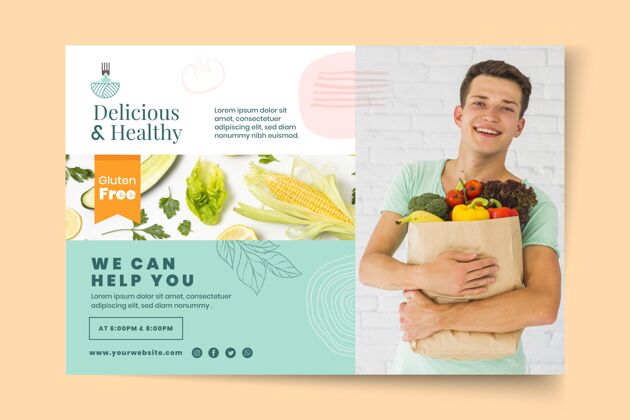 美味生物健康食品横幅模板生物食品旗帜